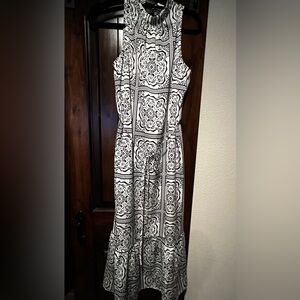 LOFT Black and White Floral Maxi Dress